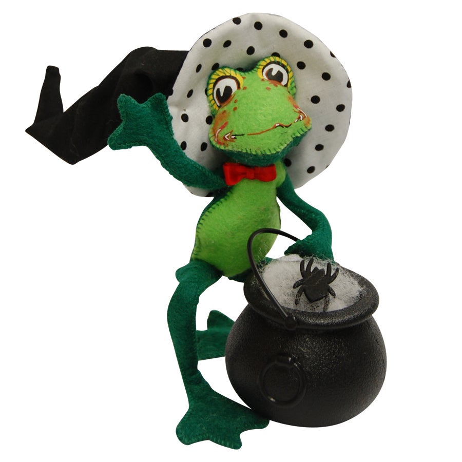 10in Polka Dot Witch Frog
