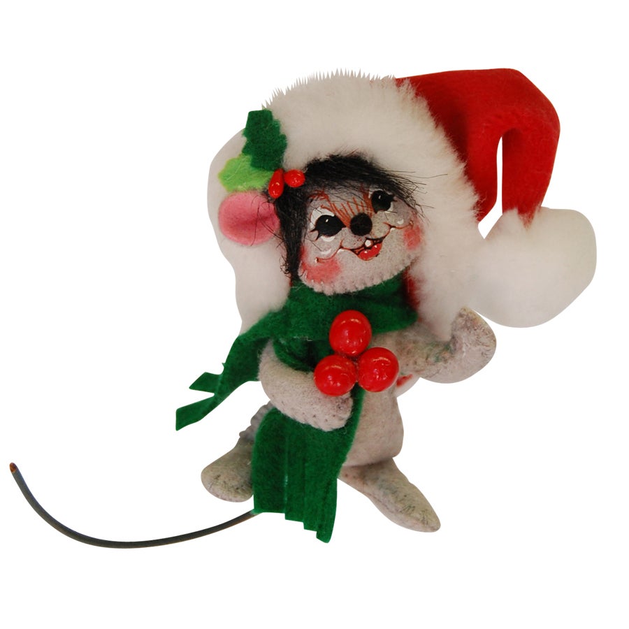 3in Gray Holly Berry Mouse