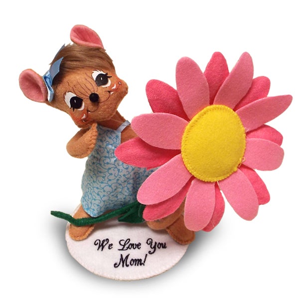 6in Blue Skies Daisy - embr 6 inch blue skies daisy mouse with base