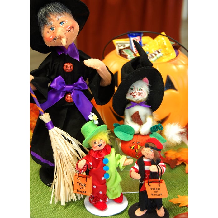 Group of Halloween dolls Assembled in America Halloween display