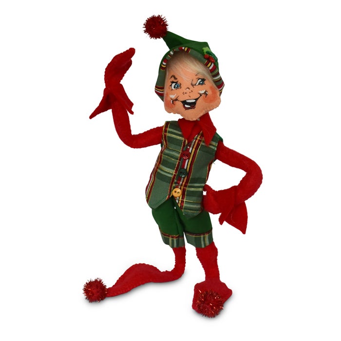 9 inch plaid tidings elf red