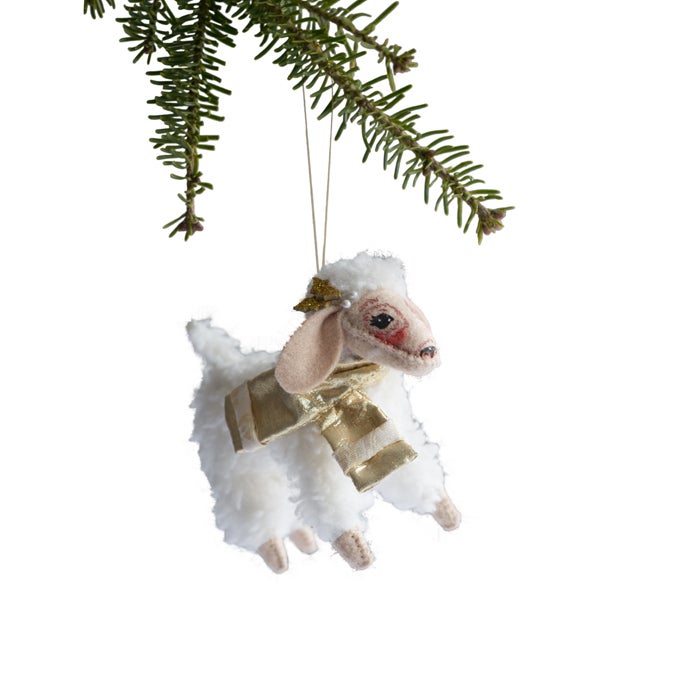 5 inch elegant lamb christmas ornament