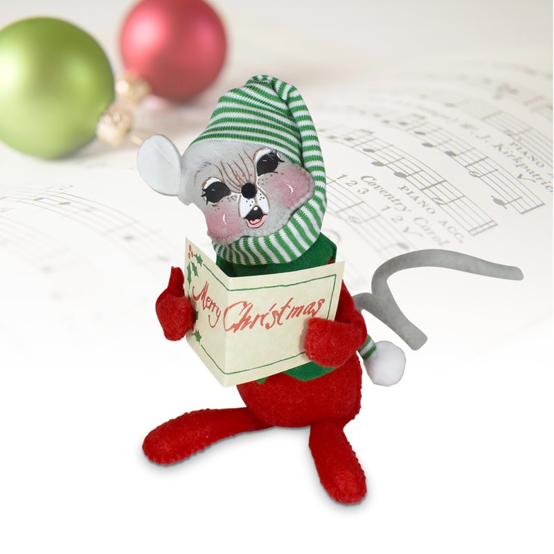 6in Vintage Caroler Mouse-WEB