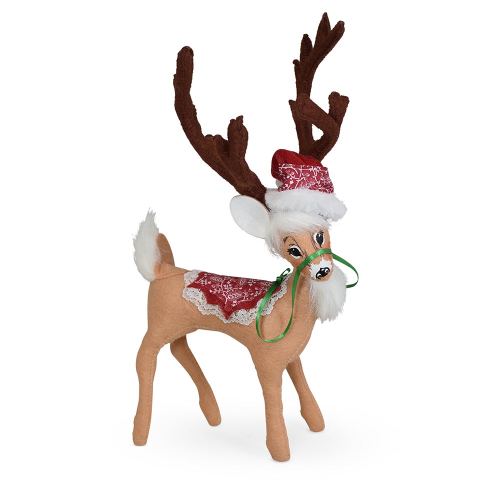460423 8in Poinsettia Reindeer