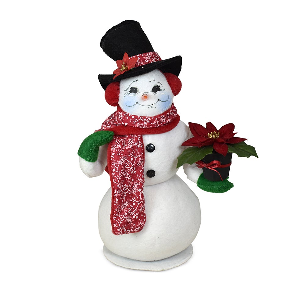 560123 9in Poinsettia Snowman 9in Poinsettia Snowman