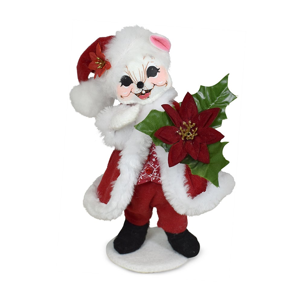 611123 6in Poinsettia Santa Mouse 6in Poinsettia Santa Mouse