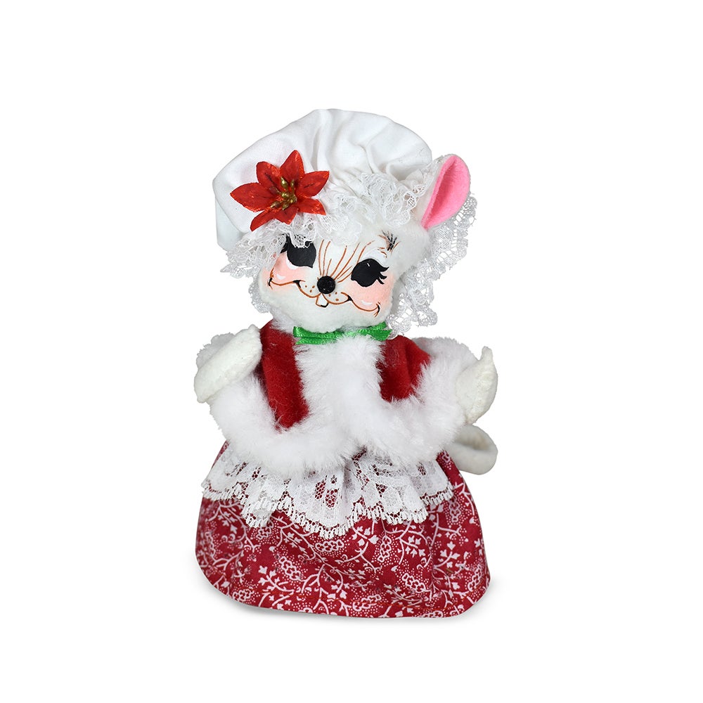611223 6in Poinsettia Mrs Santa Mouse