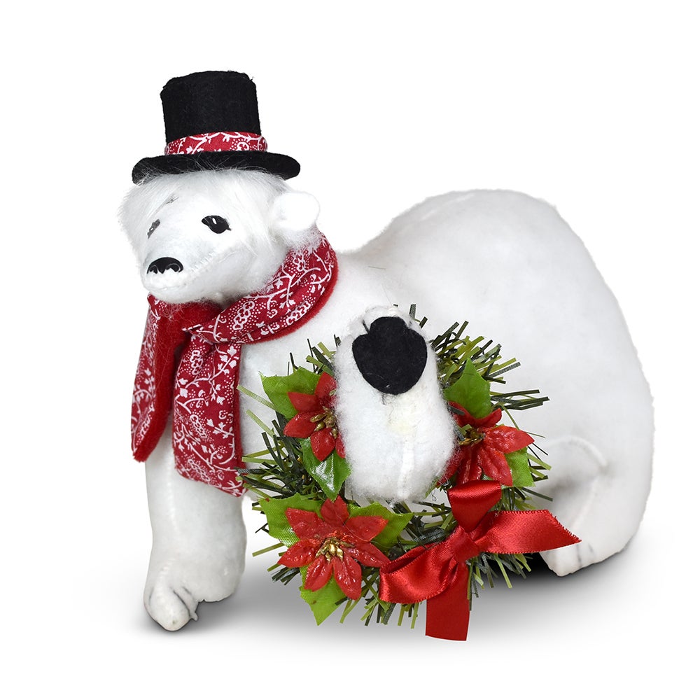 8in Poinsettia Polar Bear