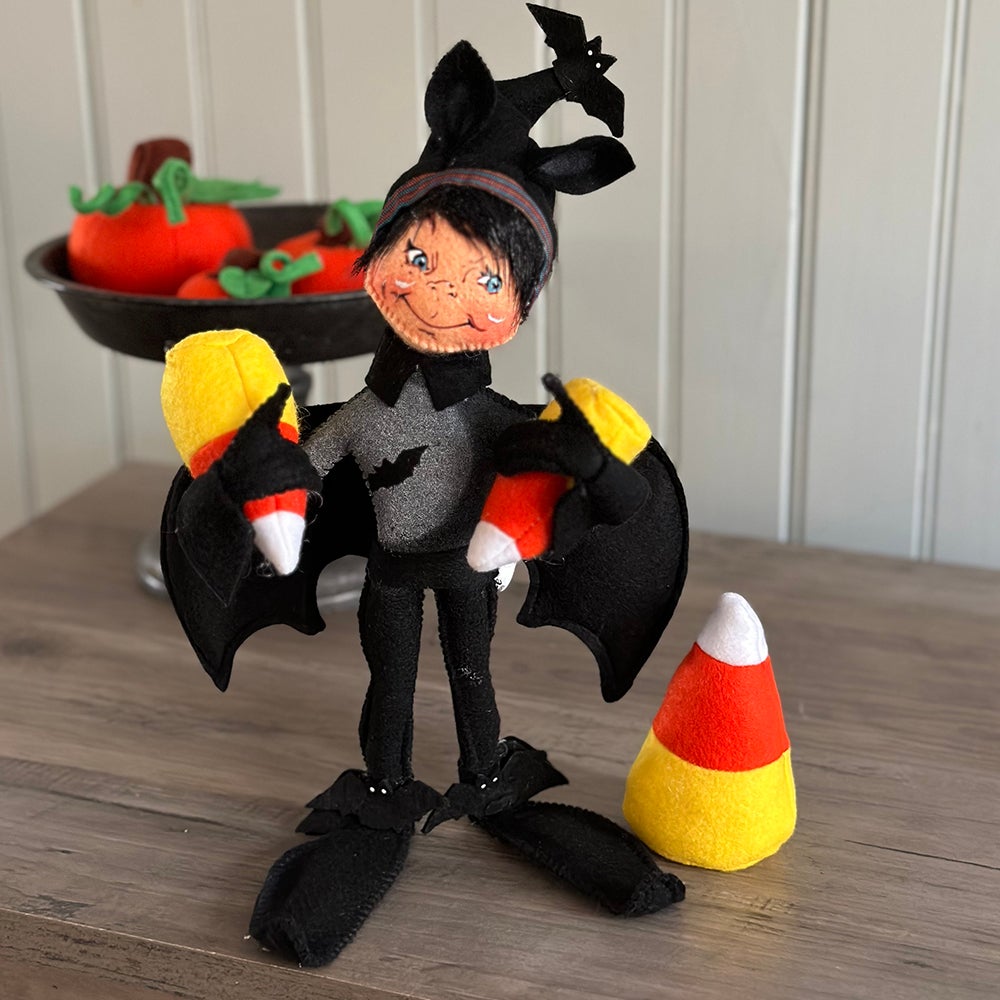 12in Gone Batty Elf with Candy Corn + Pumpkin Baubles-L-WEB